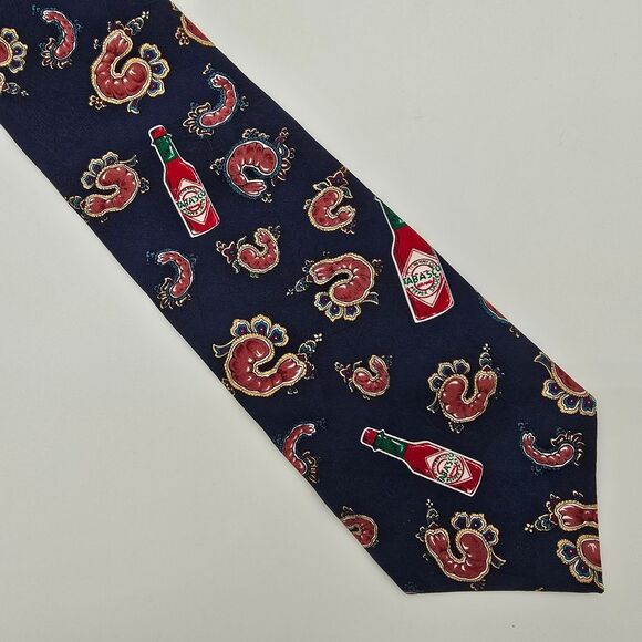 VTG Tabasco Creole Shrimp Men's Silk Tie 4x56 - Picture 1 of 5